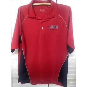 New Mexico Lobos Polo Shirt Mens Medium Red Dri Fit ARC Pique Raglan Sleeve